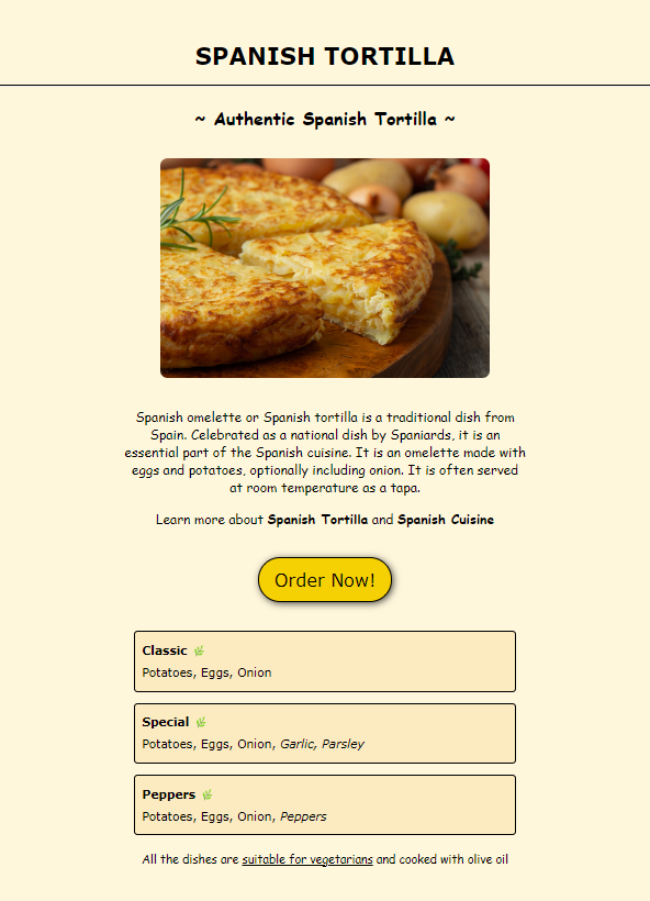 Tortilla landing page